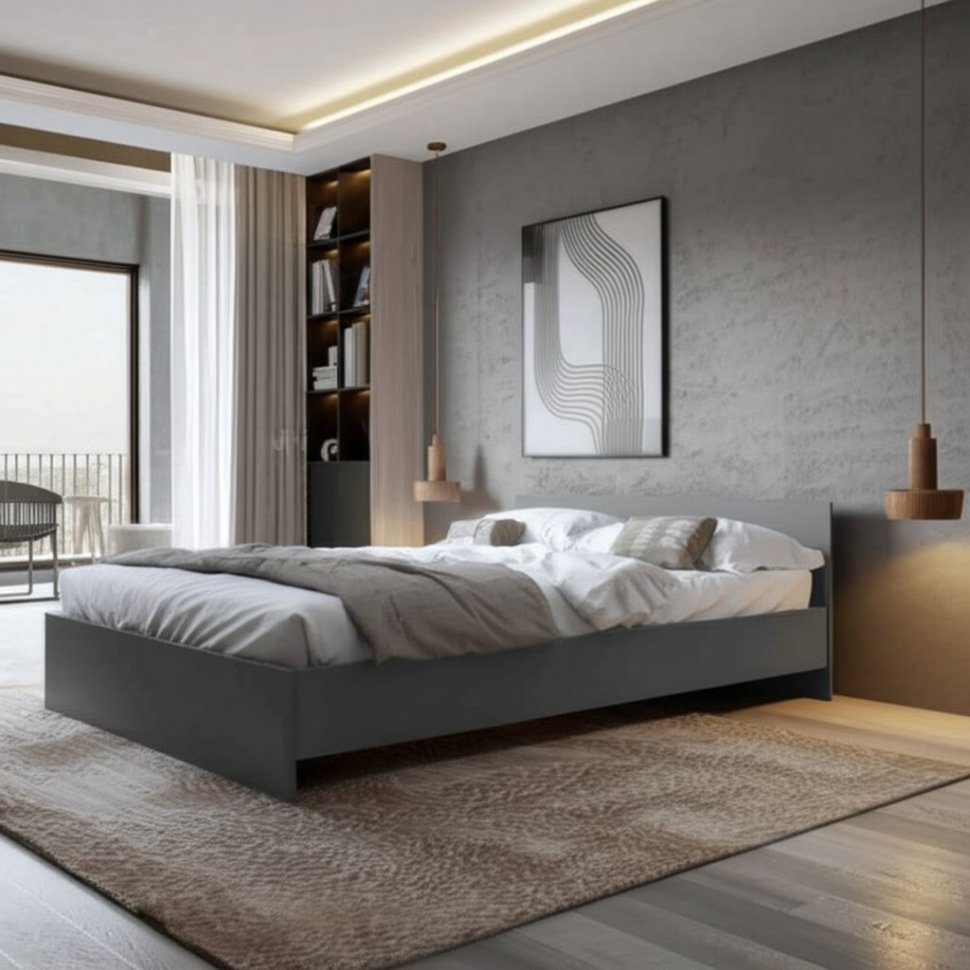 Кровать 160х200 Денвер с проложками (Графит серый)