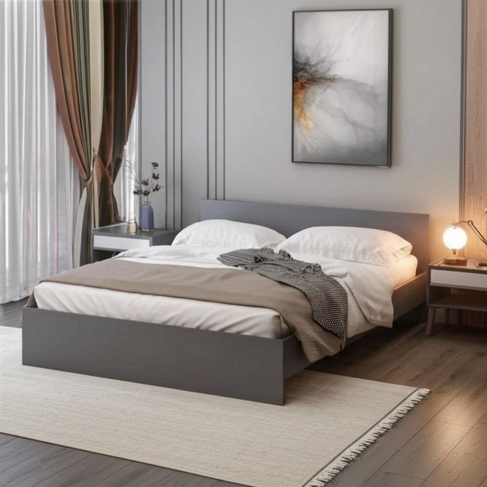 Кровать 160х200 Денвер с проложками (Графит серый)