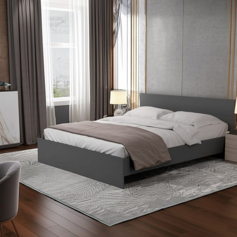 Кровать 160х200 Денвер с проложками (Графит серый)