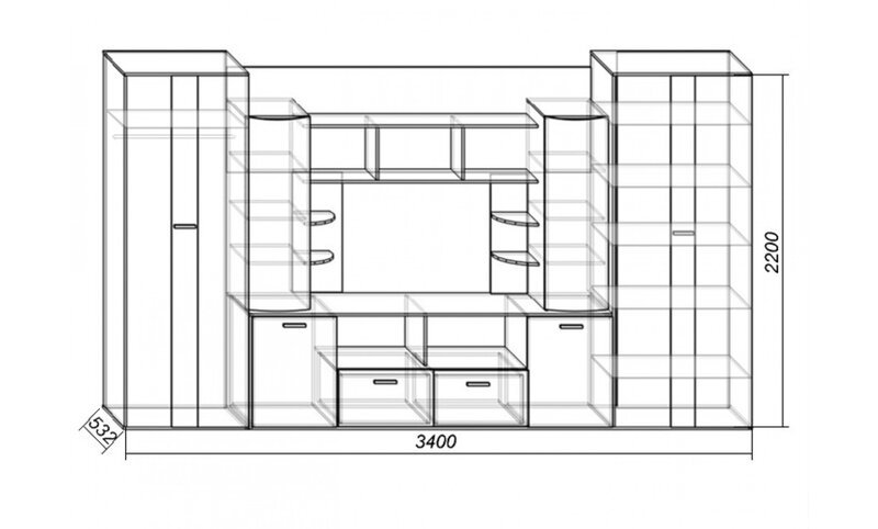 Стенка для гостиной Венеция БТС (Венге)