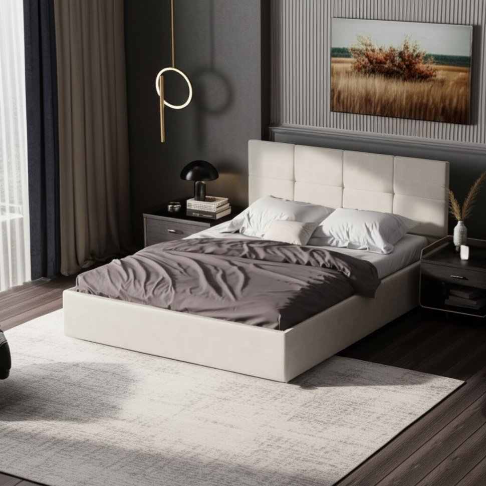 Кровать с основанием двойная №4 160х200, Бежевый