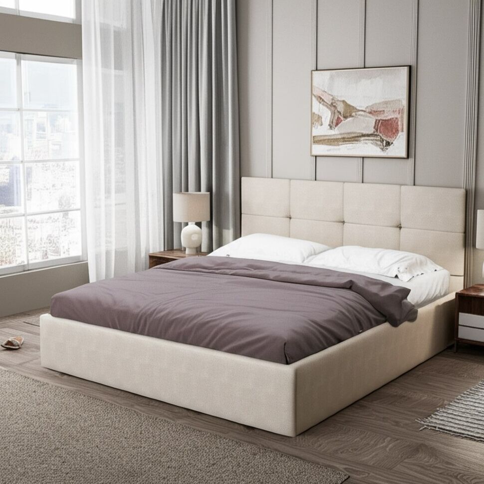 Кровать с основанием двойная №4 160х200, Бежевый