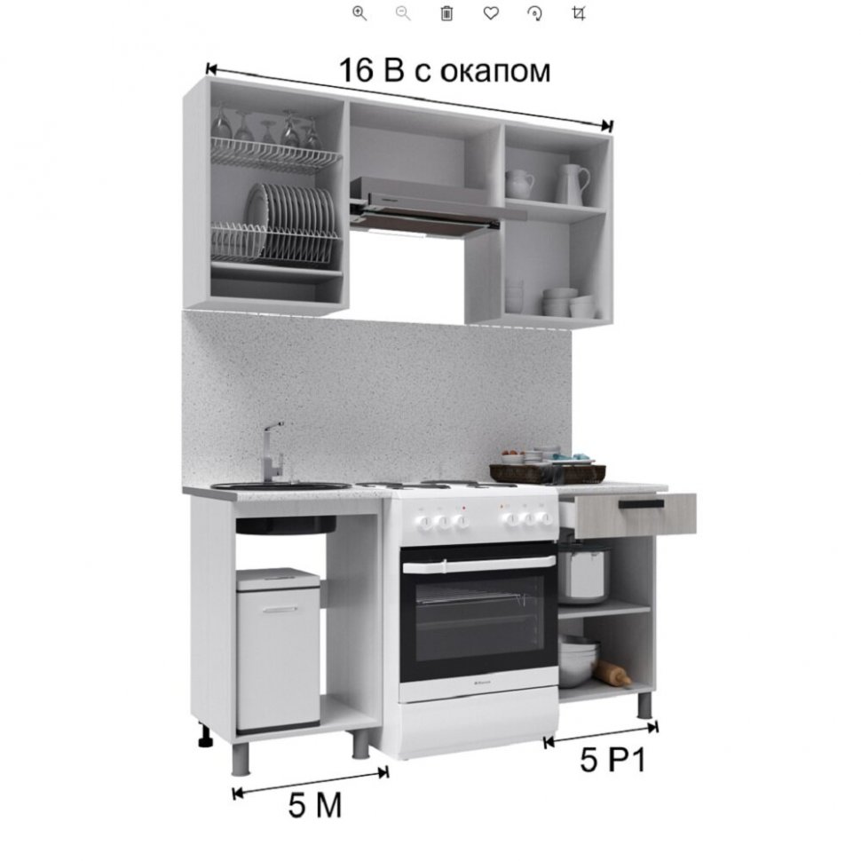 Кухня Танго 1,6 м с окапом, Белый