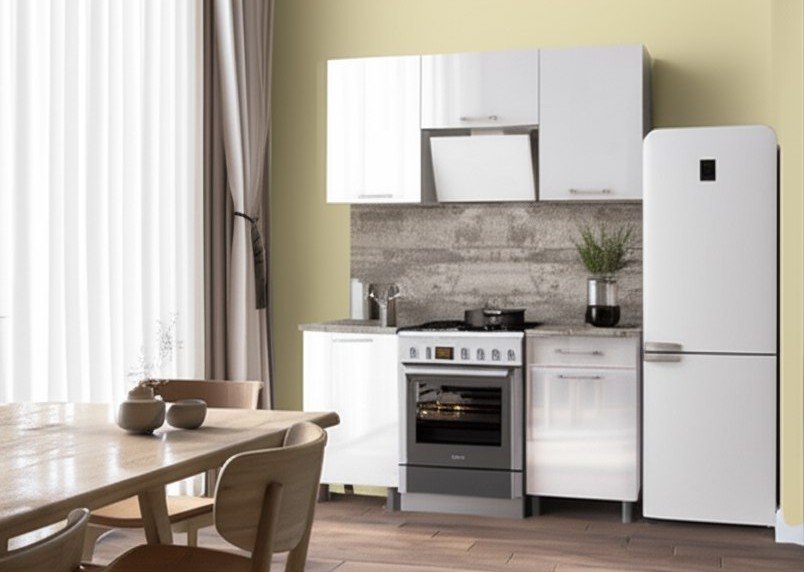 Кухня Танго 1,6 м с окапом, Белый