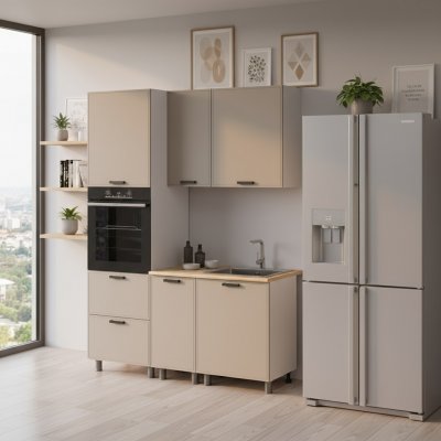 Кухня Аленушка 1,6 м ПД Магнолия Керамика,скоба черный,сонома