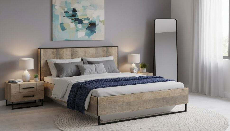 НМ 011.55 Кровать Фолк Дуб Гранж песочный