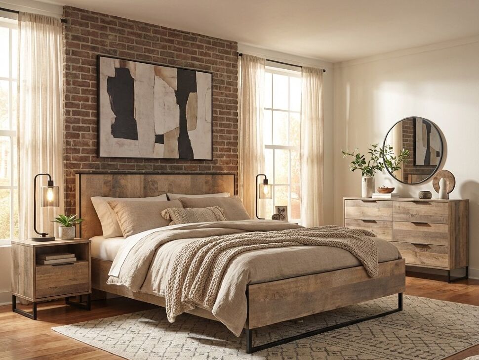 НМ 011.55 Кровать Фолк Дуб Гранж песочный