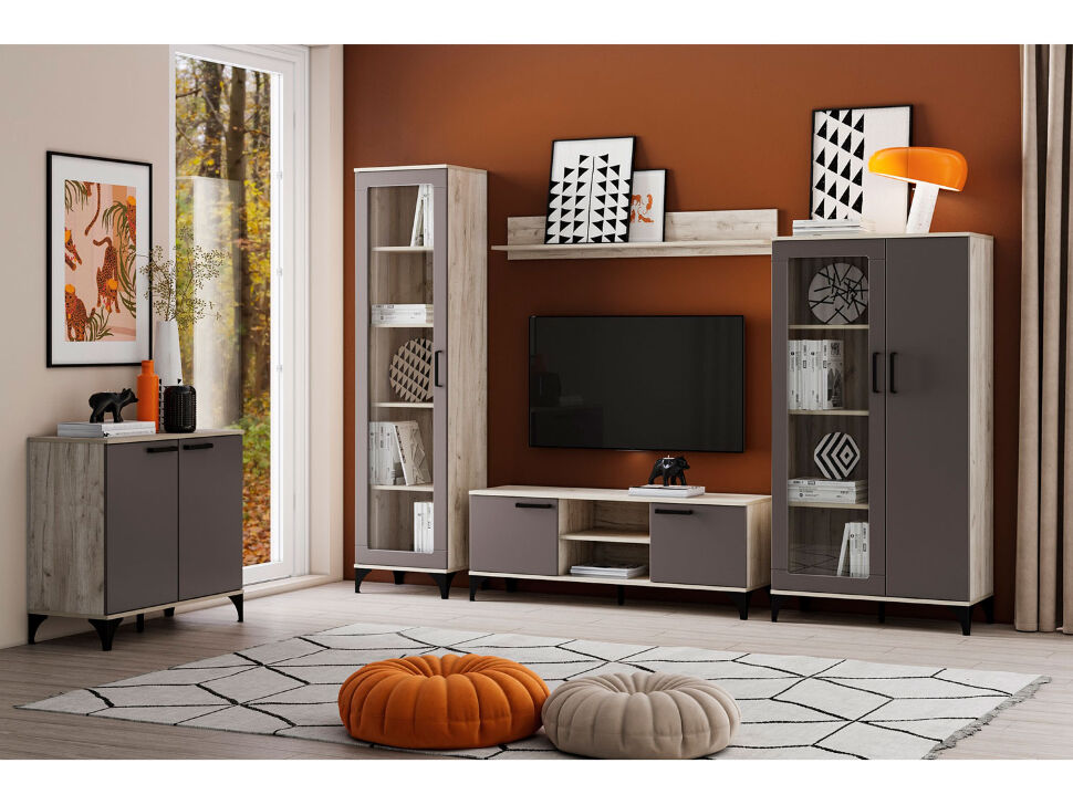 НМ 013.06 Марсель шкаф-пенал Дуб Крафт серый/Софт графит