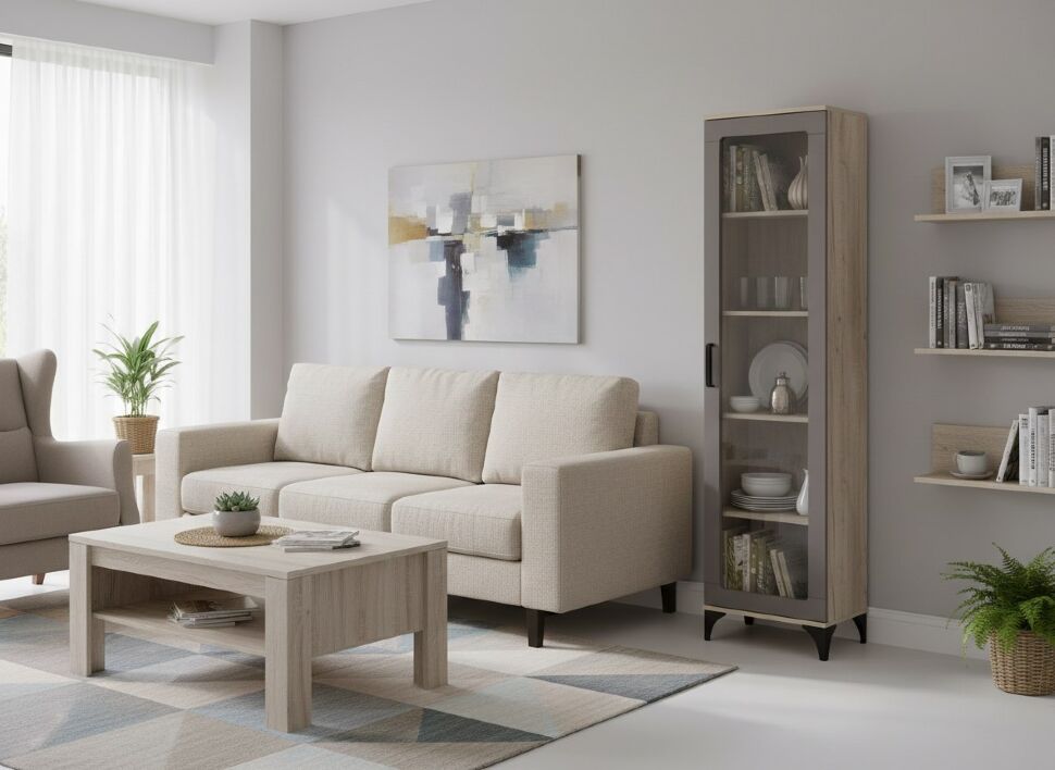 НМ 013.06 Марсель шкаф-пенал Дуб Крафт серый/Софт графит