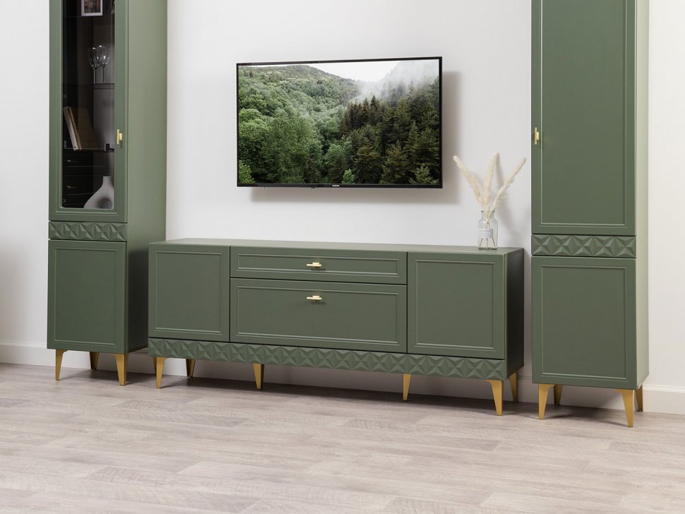 Гостиная Марион-1 Дымчатый зеленый / Олива шагрень