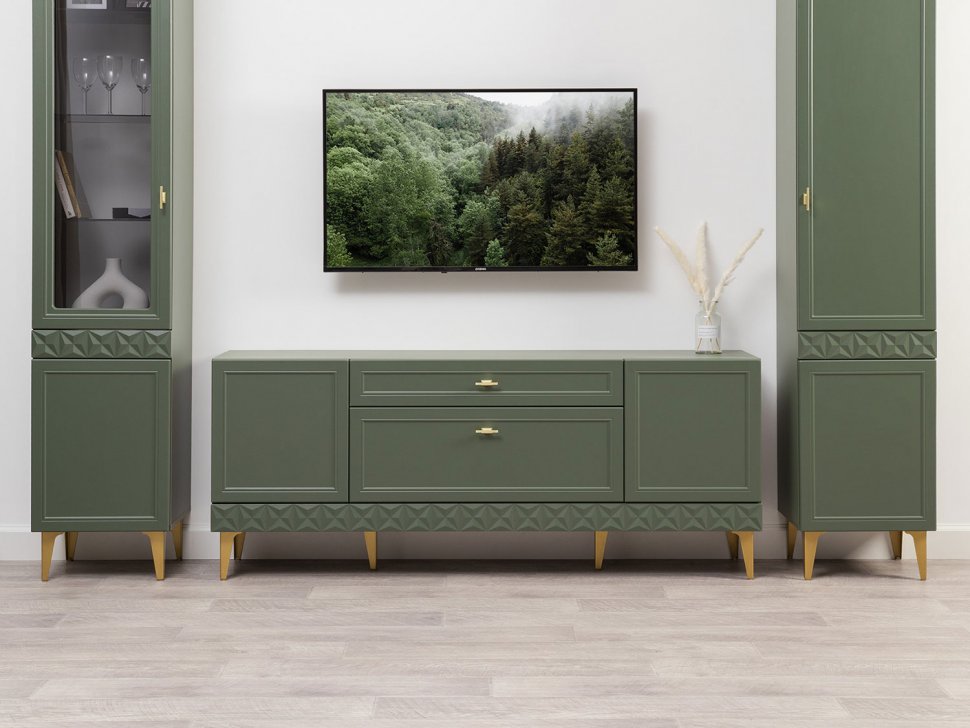 Гостиная Марион-1 Дымчатый зеленый / Олива шагрень