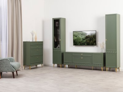 Гостиная Марион-1 Дымчатый зеленый / Олива шагрень