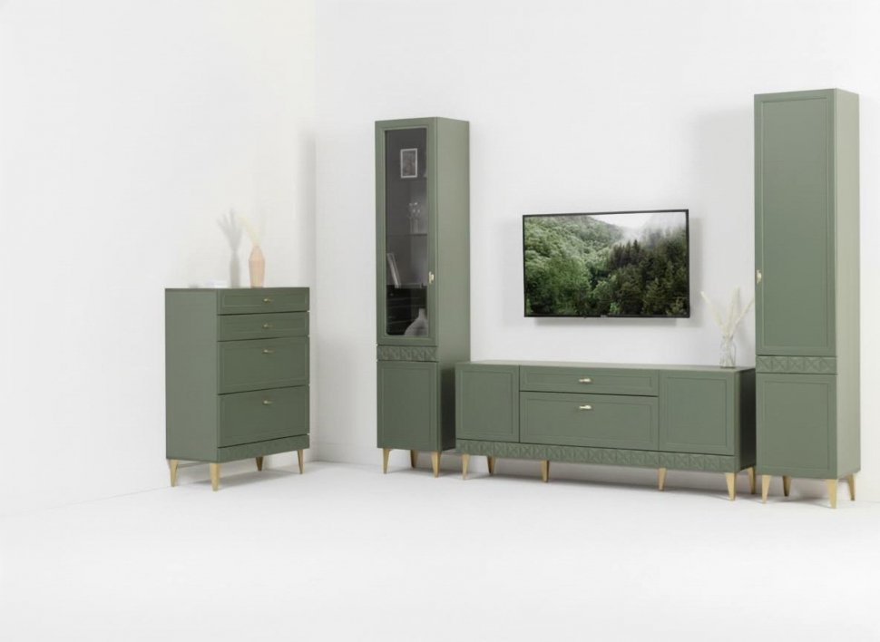 Гостиная Марион-1 Дымчатый зеленый / Олива шагрень