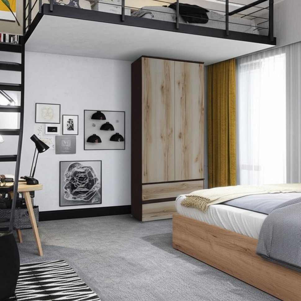 Шкаф 2-створчатый с ящиками ​Плейона (ТЭКС) Дуб делано