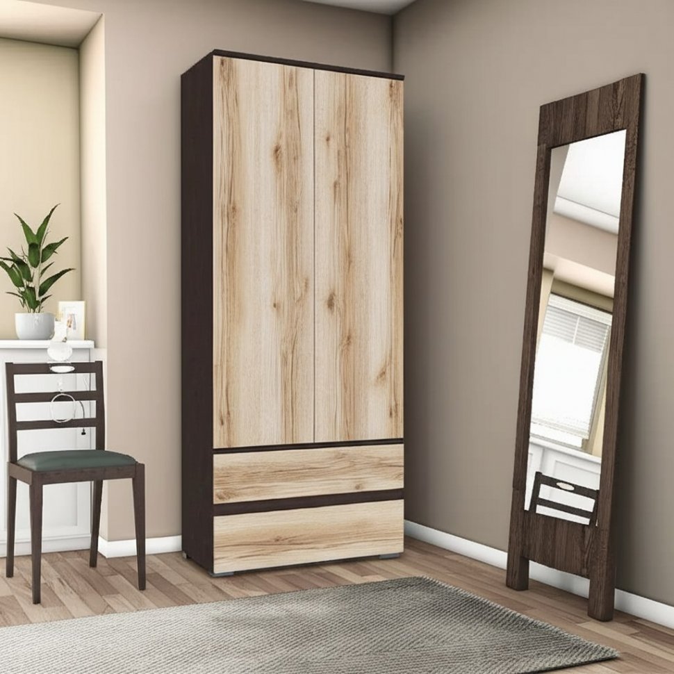 Шкаф 2-створчатый с ящиками ​Плейона (ТЭКС) Дуб делано