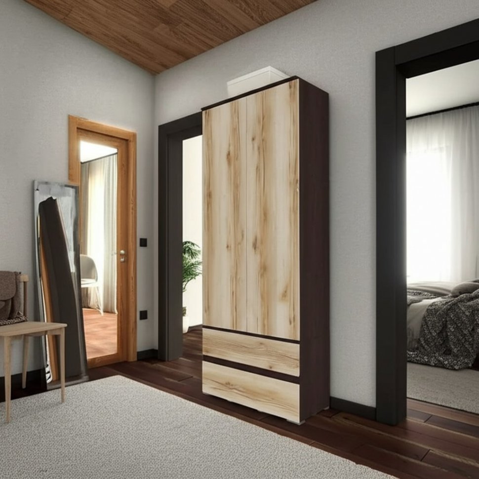 Шкаф 2-створчатый с ящиками ​Плейона (ТЭКС) Дуб делано