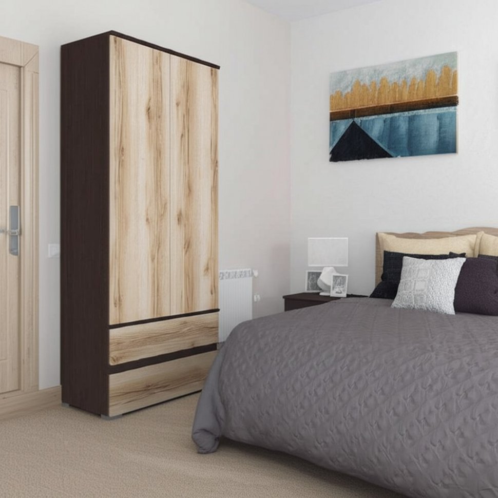 Шкаф 2-створчатый с ящиками ​Плейона (ТЭКС) Дуб делано