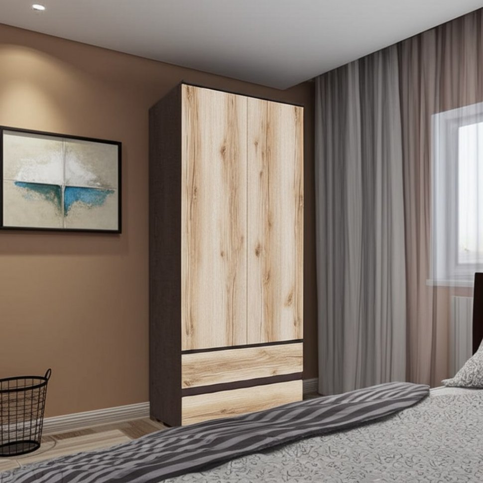 Шкаф 2-створчатый с ящиками ​Плейона (ТЭКС) Дуб делано