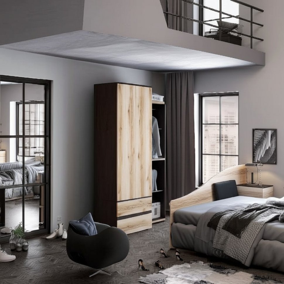 Шкаф 2-створчатый с ящиками ​Плейона (ТЭКС) Дуб делано