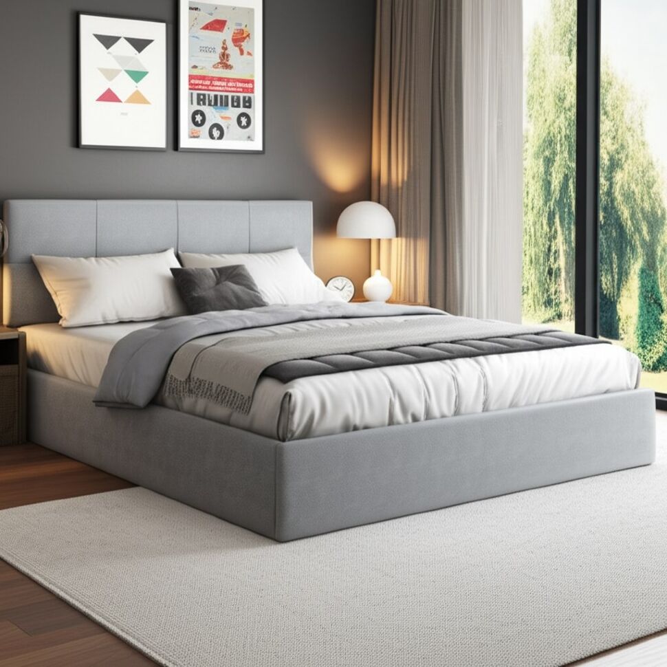 Кровать с основанием двойная №4 160х200, Серый