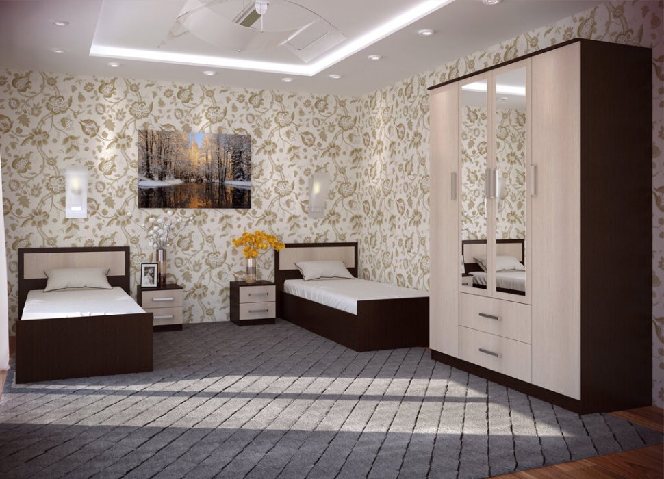 Шкаф Фиеста БТС (Венге / Лоредо) четырехдверный