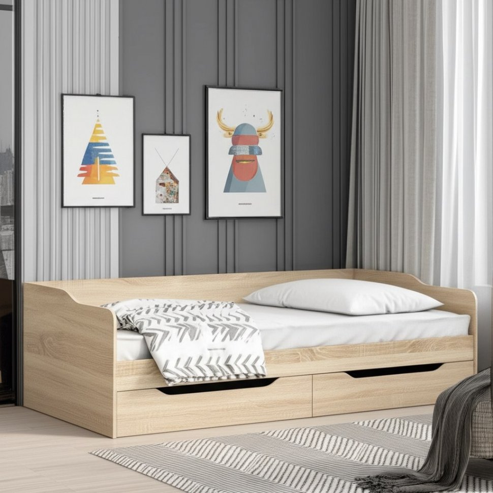 Каркас кровати КР 1 90х200, дуб сонома