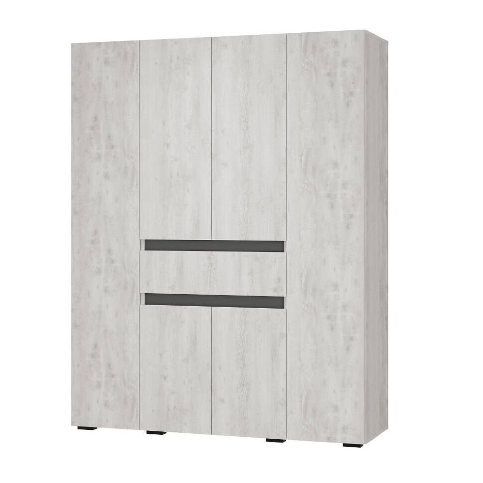 Шкаф 4-х створчатый Мрия ШК-13, Бетон пайн светлый, Графит