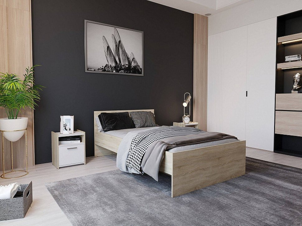 Кровать Симпл НМ 011.53-02 дуб сонома