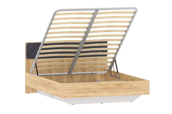 НМ 011.56 Кровать Оттавия Антрацит/Дуб золотой/Велюр Ультра Графит