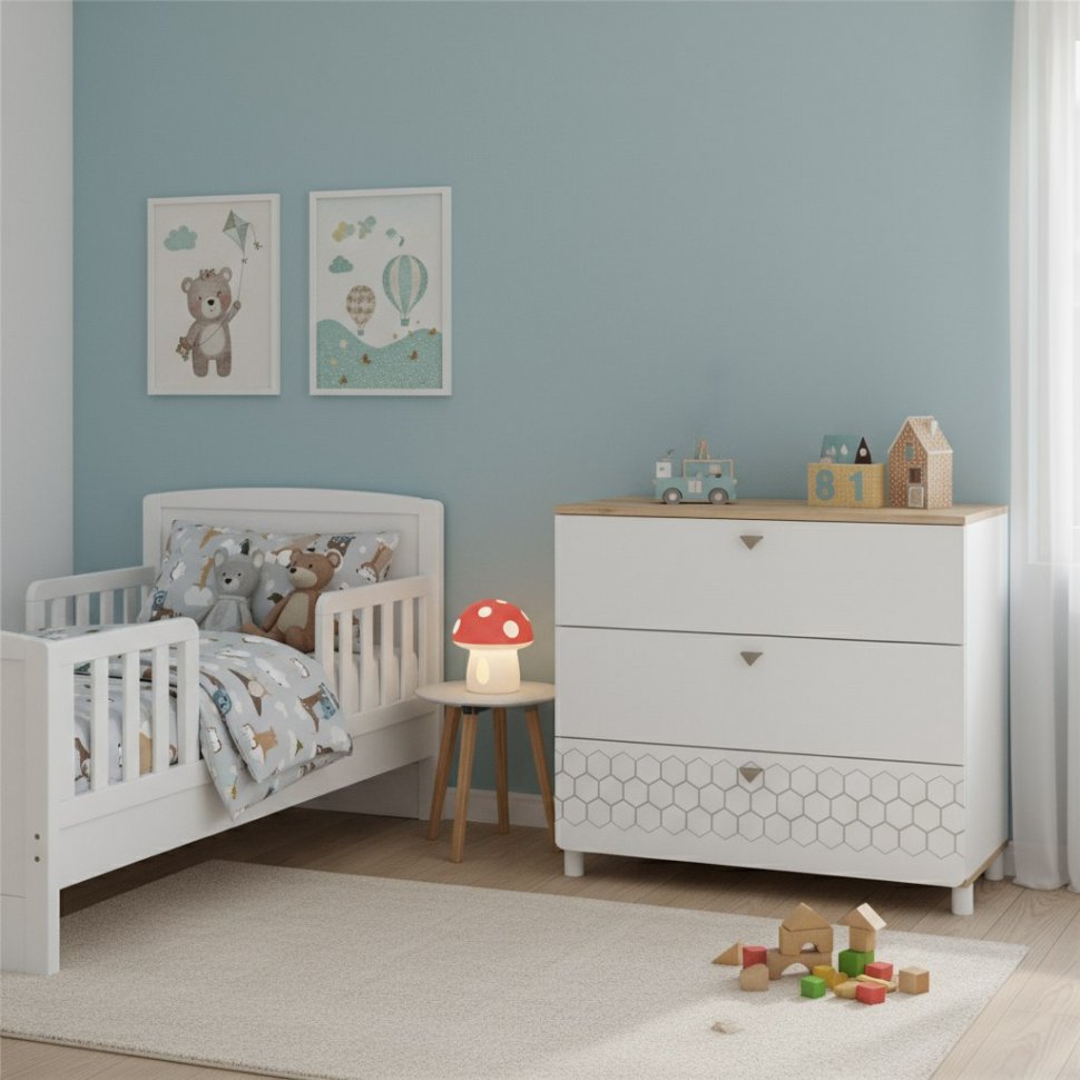 Эйп комод 13.322 Белый/Дуб белый