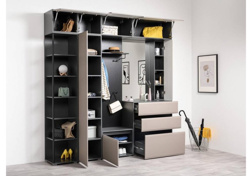 Сидней шкаф для одежды 16.367.01 Антрацит / Капучино