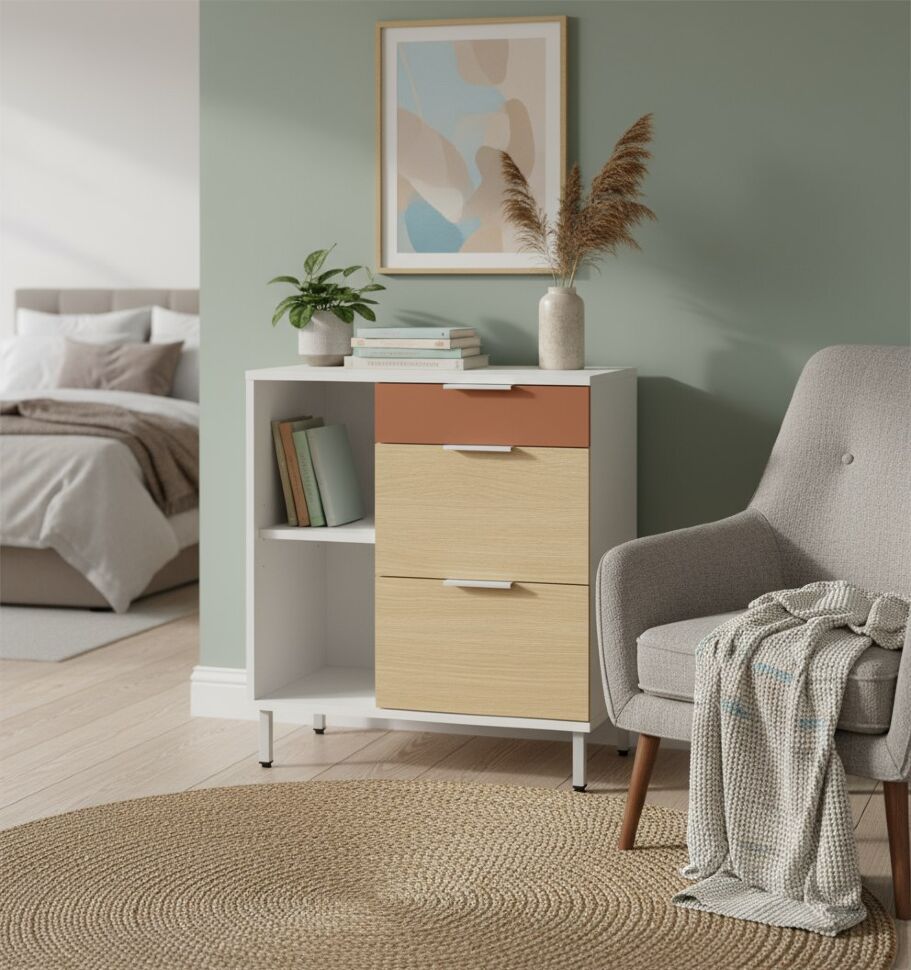 Марвэл Тумба 16.160 Белый PE шагрень / Плэйн / Безмолвная Пустыня