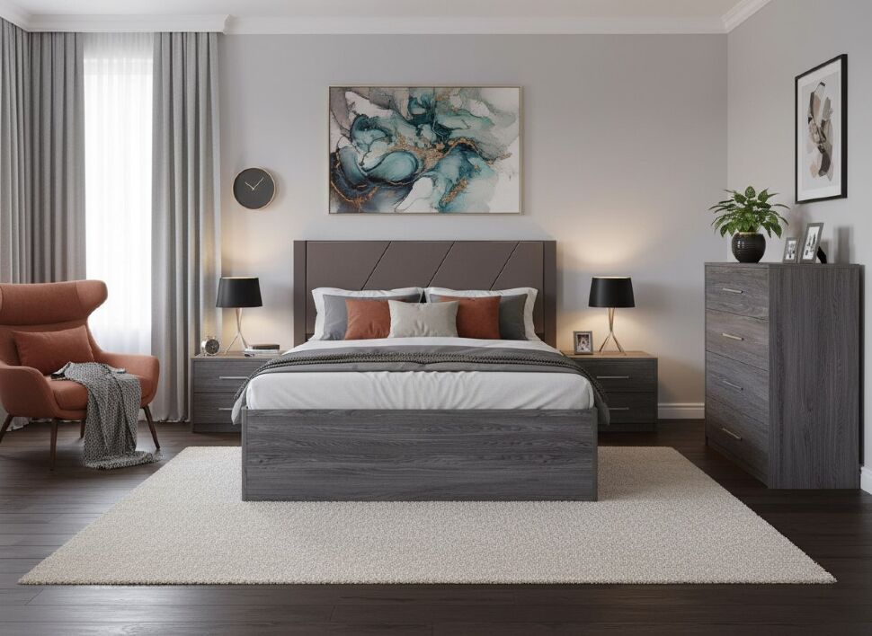 НМ 011.75-02 кровать Summit / ясень анкор тёмный / графит софт