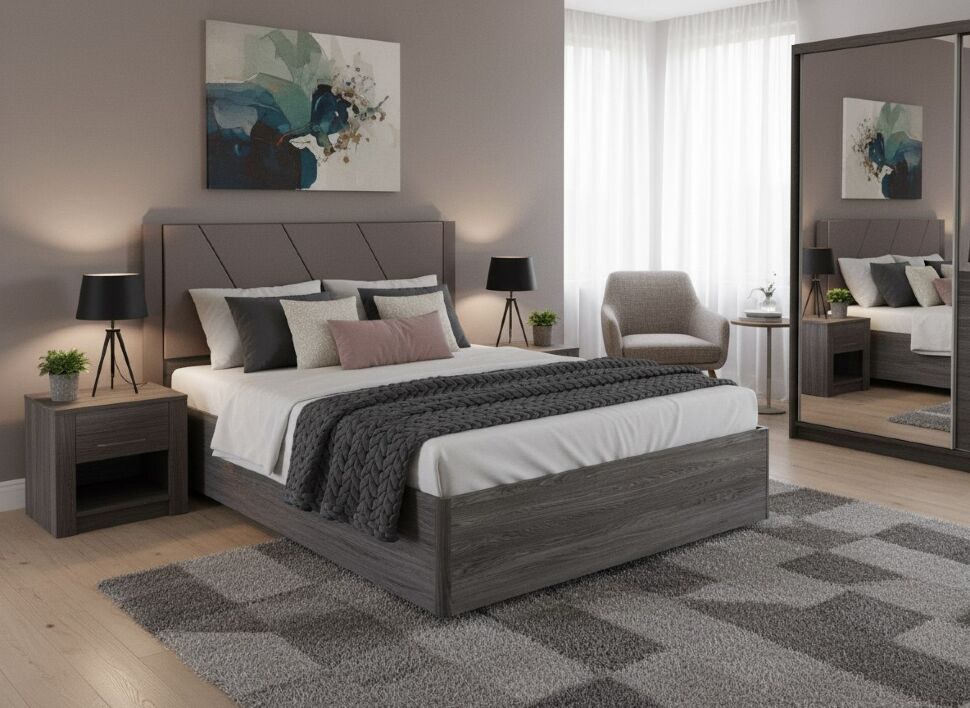 НМ 011.75-02 кровать Summit / ясень анкор тёмный / графит софт