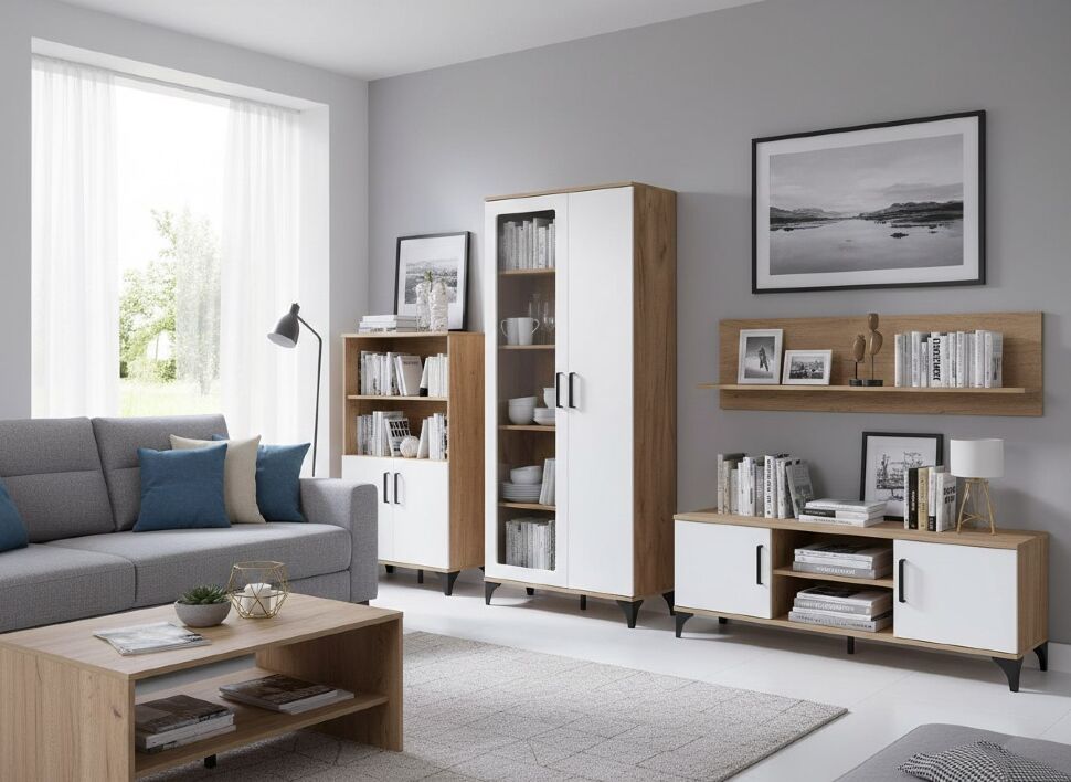 НМ 013.51 Марсель шкаф-пенал Дуб Крафт табачный/Меренга