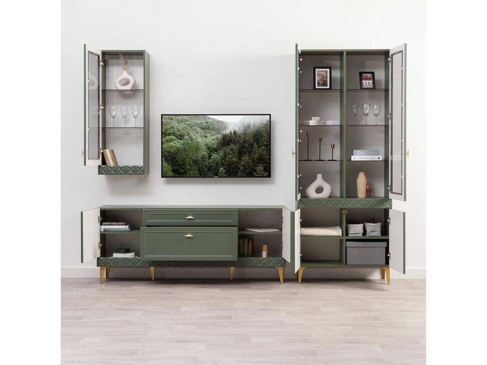 Гостиная Марион-3 Дымчатый зеленый / Олива шагрень