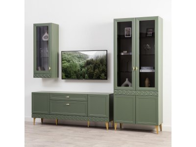 Гостиная Марион-3 Дымчатый зеленый / Олива шагрень