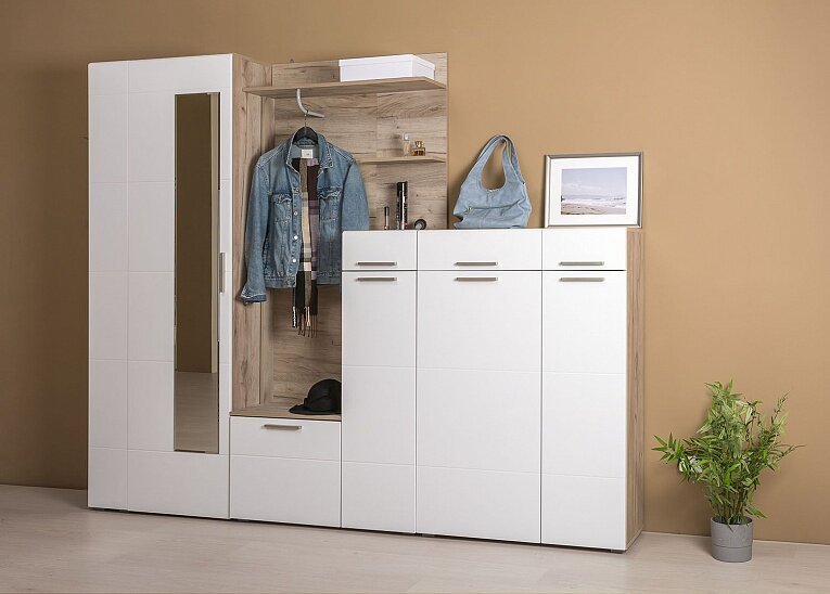 Лайн Шкаф для одежды 08.122 Дуб серый/Белый глянец