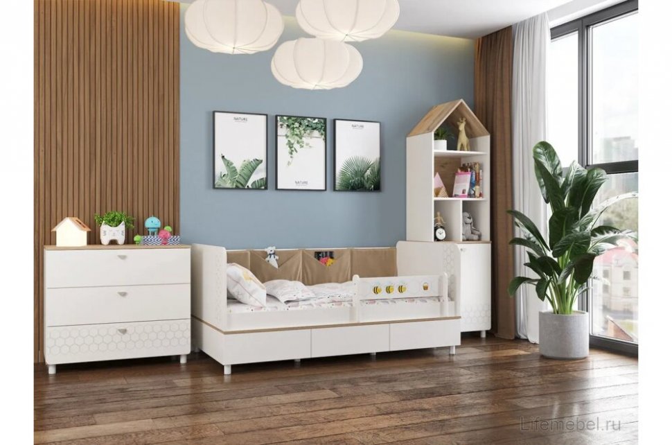 Эйп кровать 11.40 Белый/Дуб белый