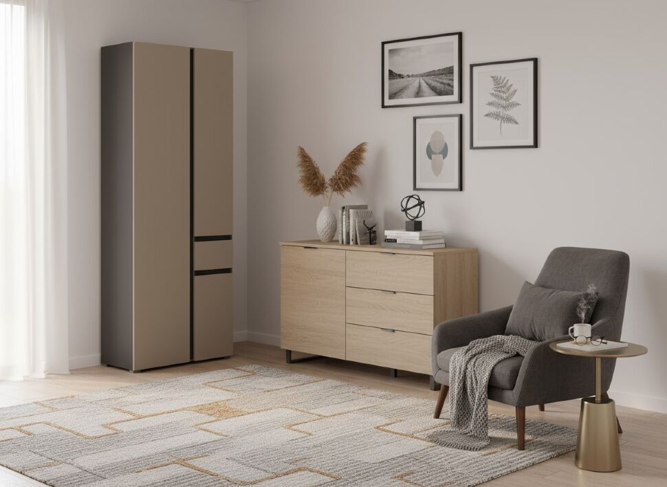 Сидней шкаф комбинированный 13.18 Антрацит / Капучино