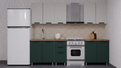 Кухня Аленушка 2 м Лаванда Керамика/Изумруд, черный (без столешницы)