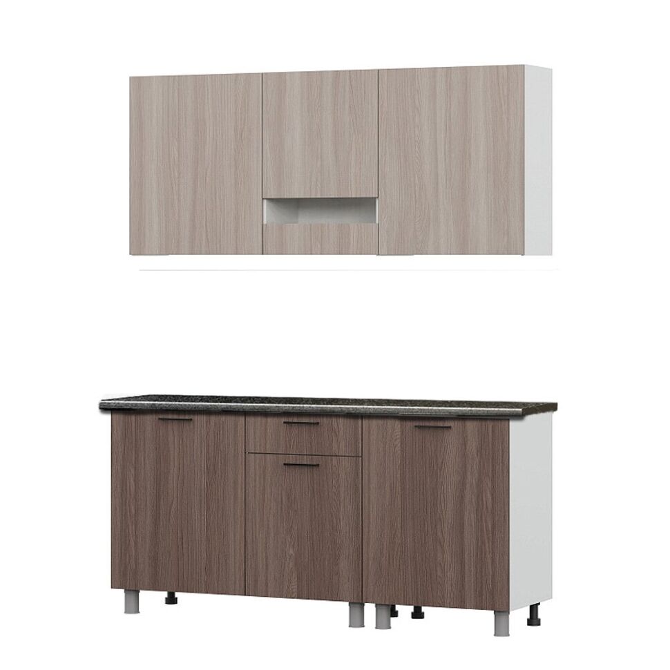 Кухня Розалия 1,7 м (со столешницей 26 мм), Ясень Шимо светлый, Ясень Шимо темный