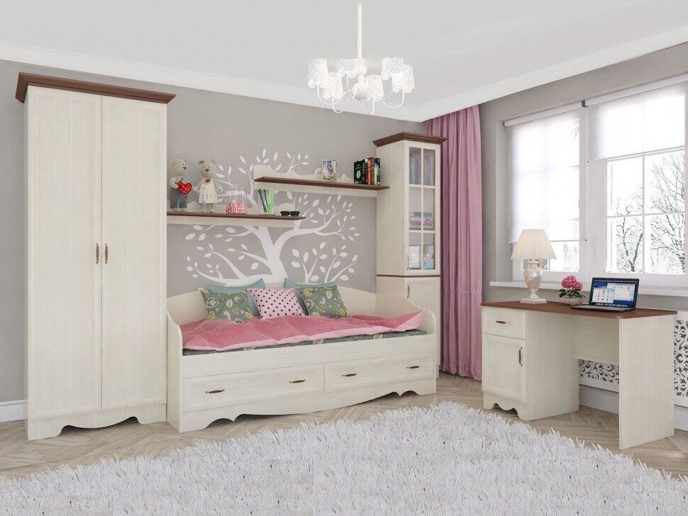 Латте 74-01 Кровать детская односпальная с ящ. 800 настил Бодега Светлый / Орех Донской