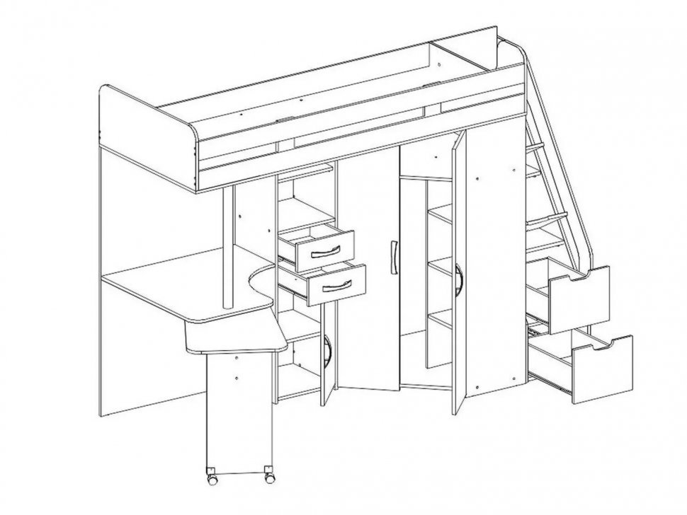 Карамель 77-03 кровать-чердак 2х этажная Дуб Сонома / Белый
