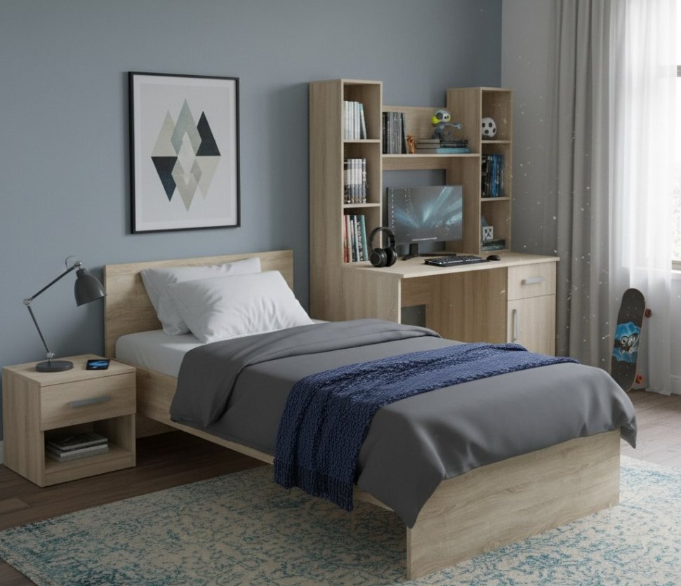 Кровать Симпл НМ 011.53-01 дуб сонома