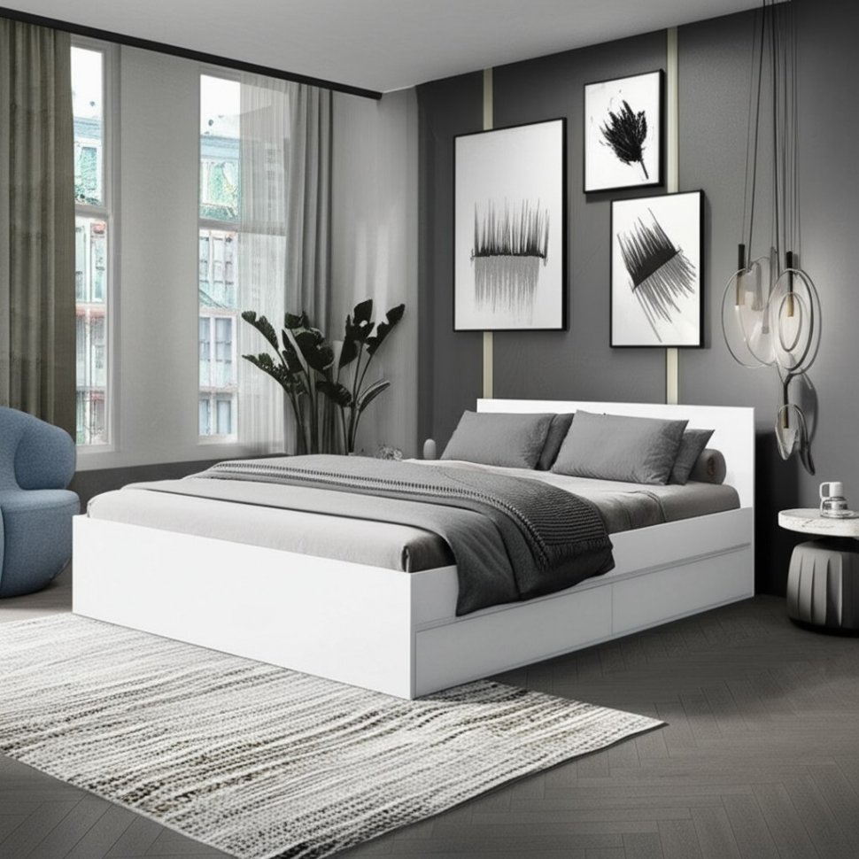 Кровать 1,6 м Симпл КР-17, Белый