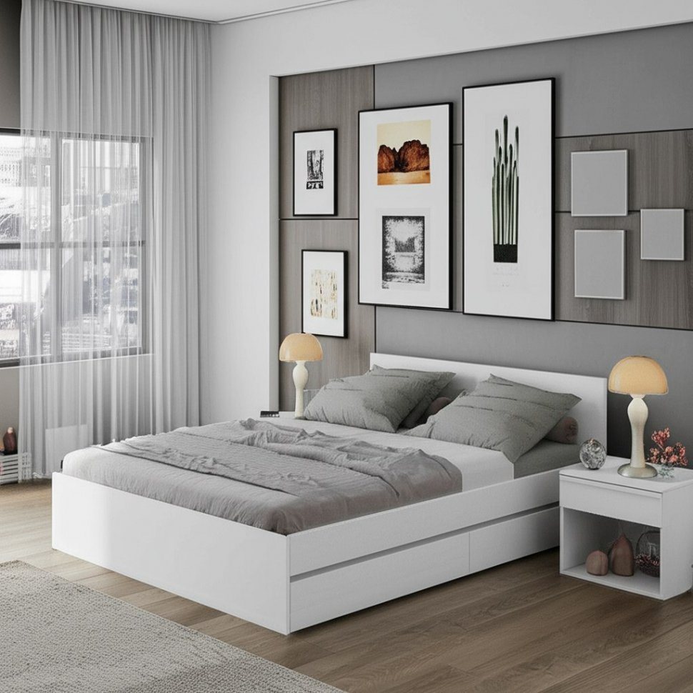 Кровать 1,6 м Симпл КР-17, Белый