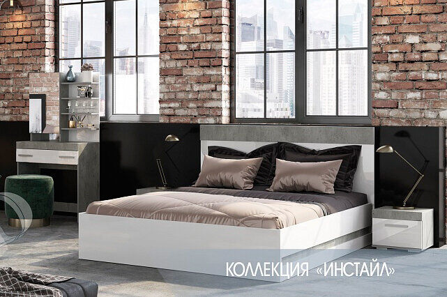 Кровать 160х200 Инстайл КР-04 с подъемным механизмом (Мебелони)