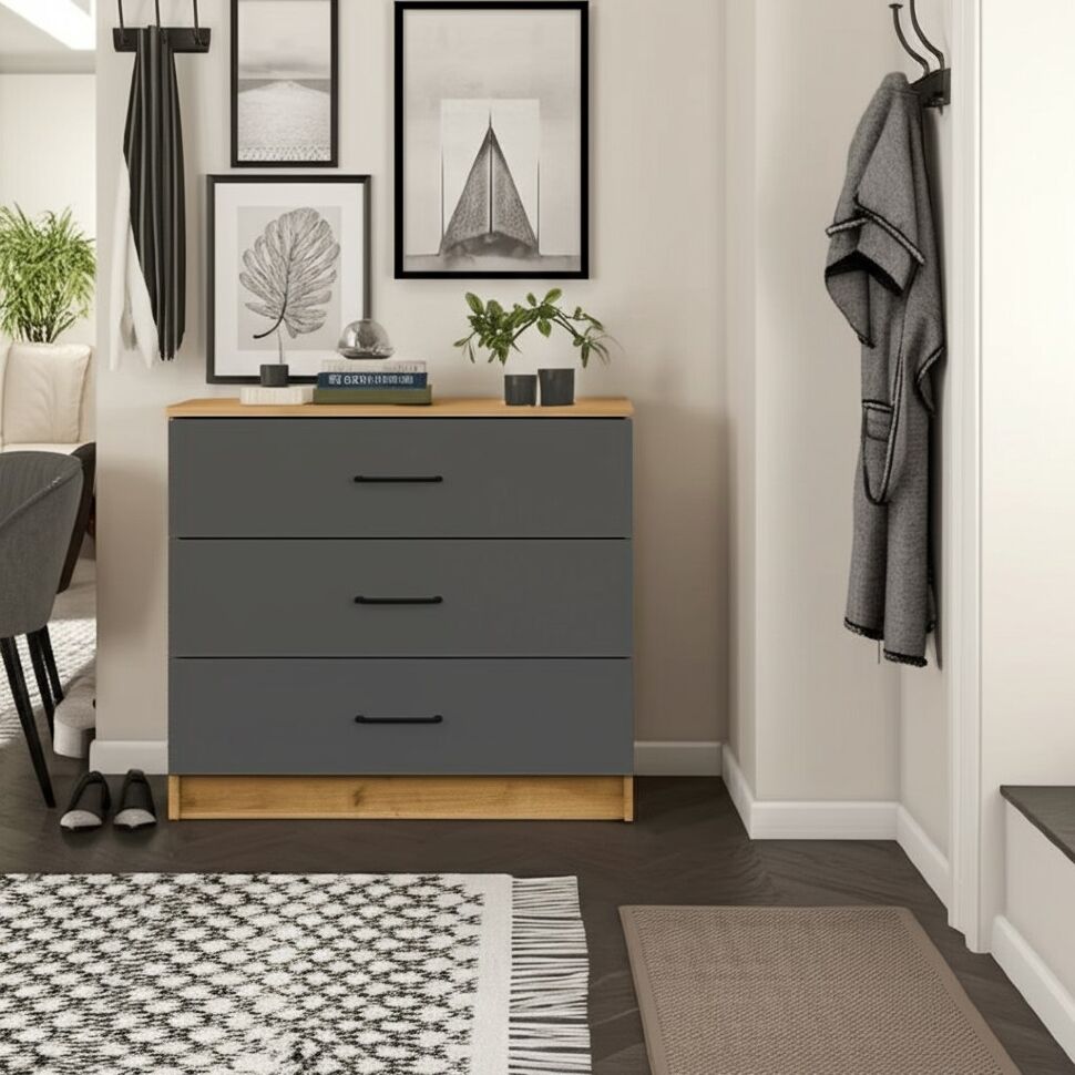 Комод Вена КМ 101, Дуб золотой, Графит серый