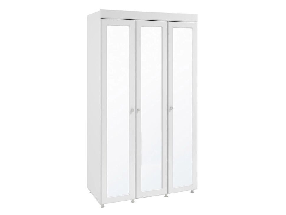 Шкаф 3-х дверный с 3-я зеркалами Монако МН-55 белое дерево